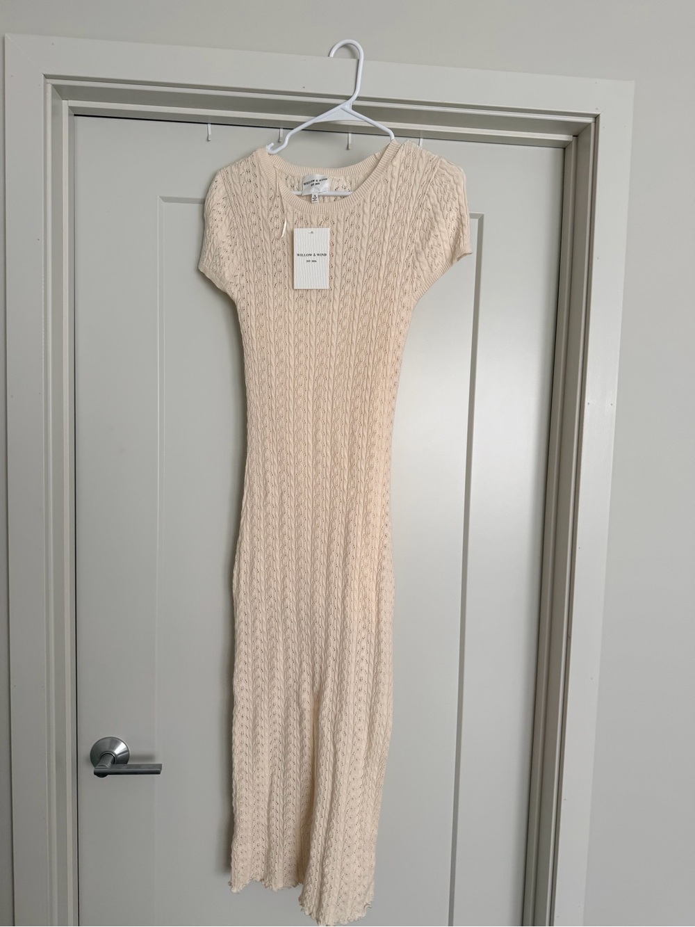 Cream Cable Knit Midi Dress - Women's